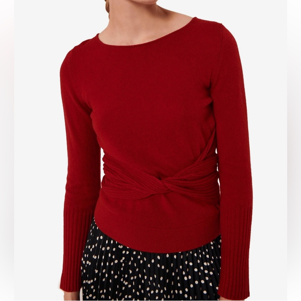 Tara Jarmon 100% Merino Wool Crew Neck Sweater with attached tie size S/M